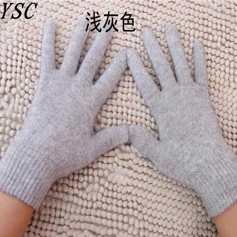 YUNSHUCLOSET Hot Sales Autumn&winter New Women Knit cashmere wool blend gloves warm cashmere solid color gloves Free Shipping