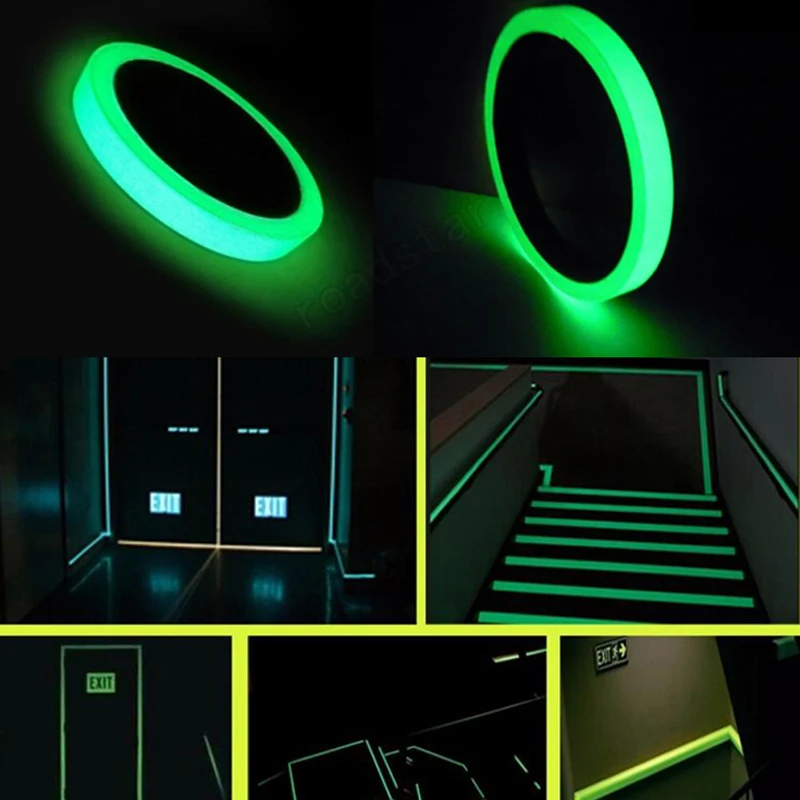 5CMX5M Luminous Tape Night Vision Glow In Dark Self-adhesive Warning Tape Safety Security Home Decoration Tapes