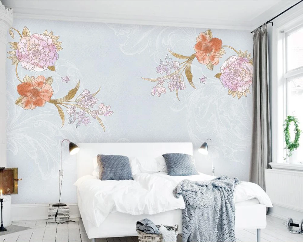 Custom wallpaper Hand-painted watercolor floral background wall