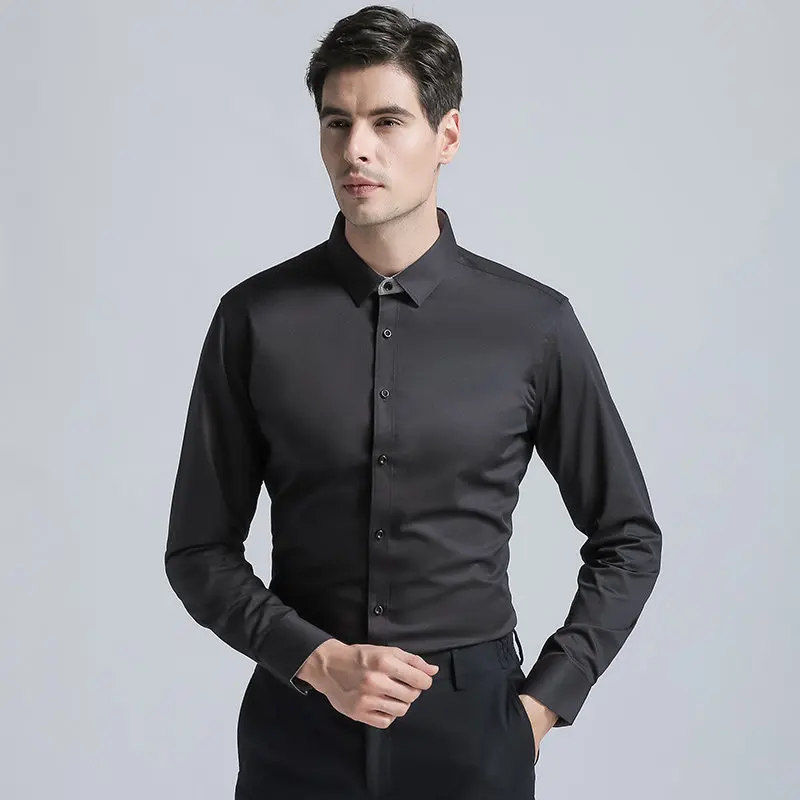 

High Quality 2022 Brand New Arrivals Men's Regular Fit Long Sleeves Shirt Men Cotton Blend Mens Business Shirts Solid Color