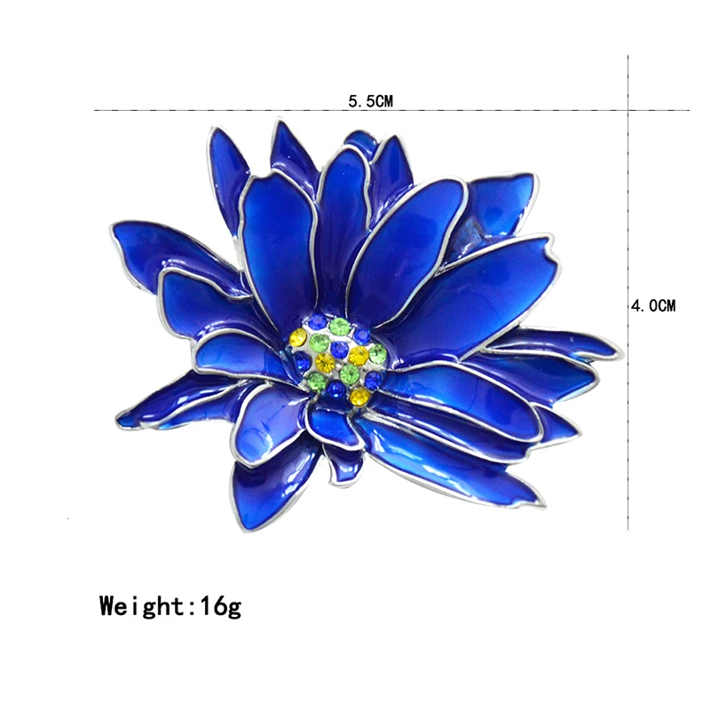 CAIZI 2019 New Rhinestone Flower Brooch Pin for Women Blue Crystal Chrysanthemum Brooches  Wedding Jewelry Clothes Accessories