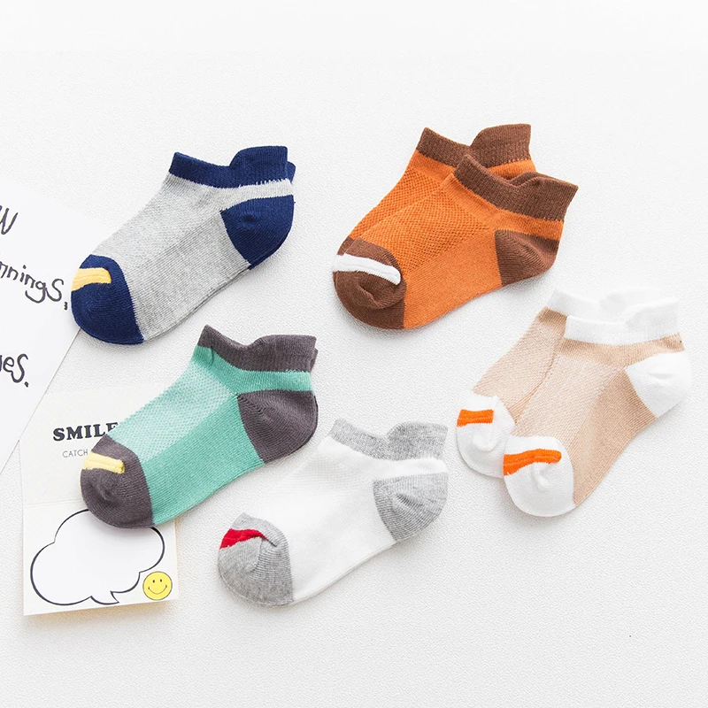 10 Pieces = 5 pairs / lot Children Socks Spring Summer Fashion Breathable Mesh Boys Socks Girls Socks 1- 12 Year Kids Socks