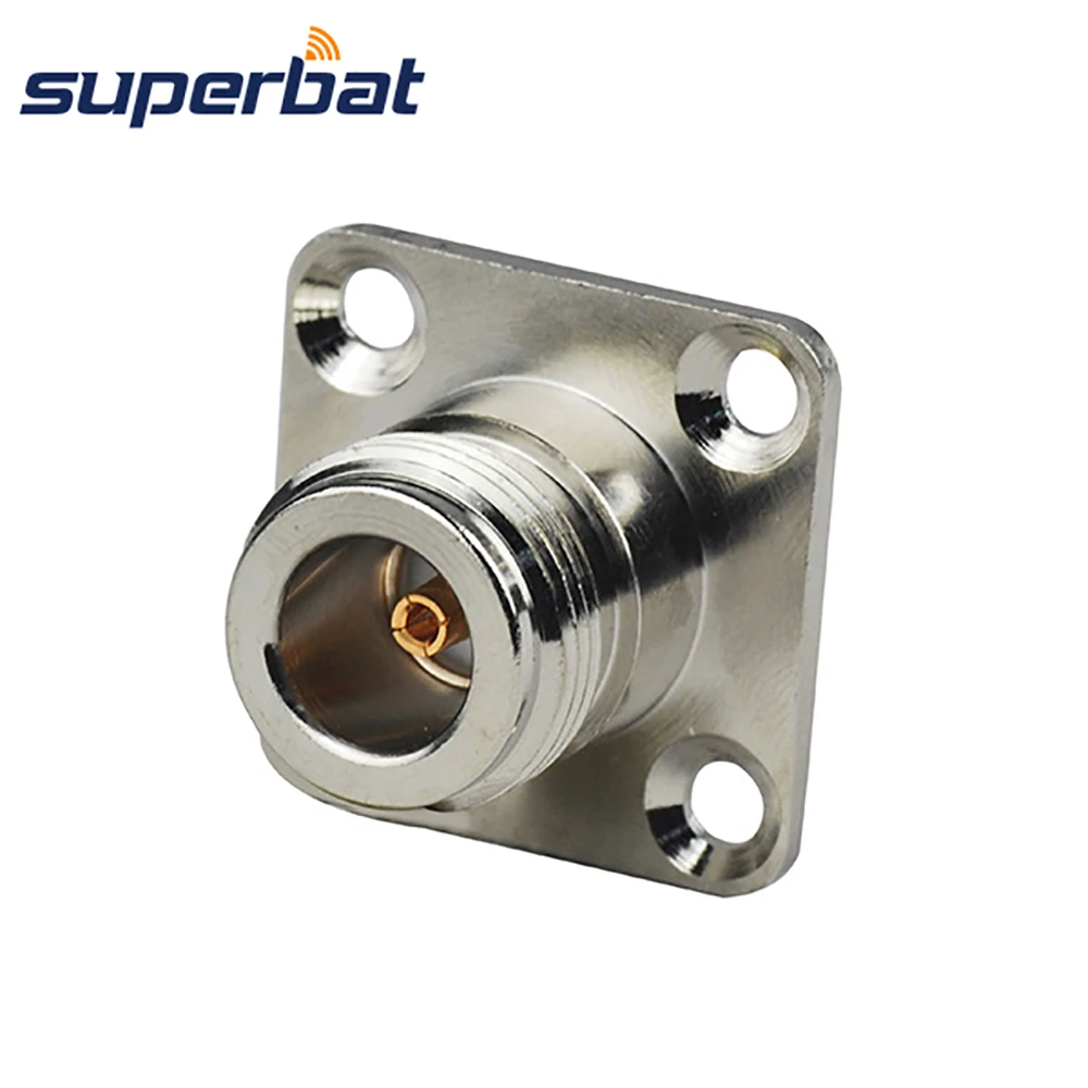 Conector Coaxial RF Superbat N, soldadura hembra con 4 orificios para montaje en Panel, para Cable Semi rígido. 086 "RG405