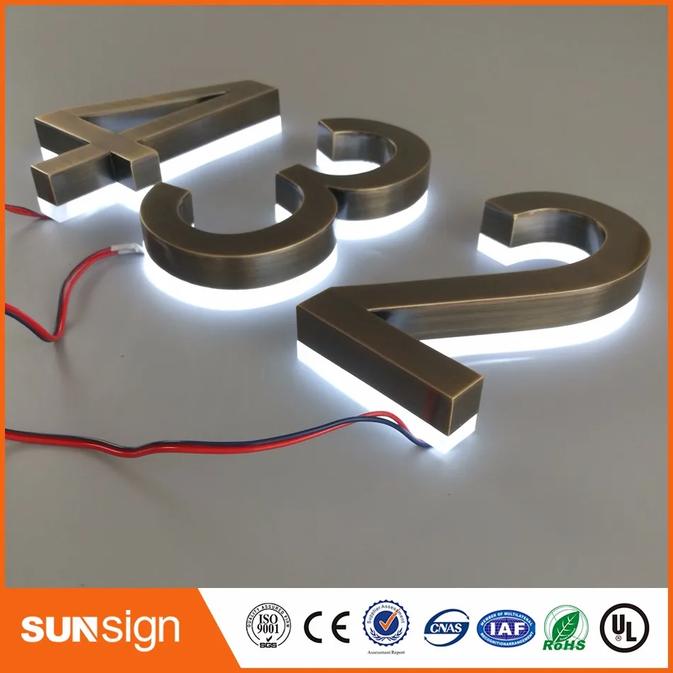 

H15cm one letter Home decor stainless steel numbers LED house number sign outdoor