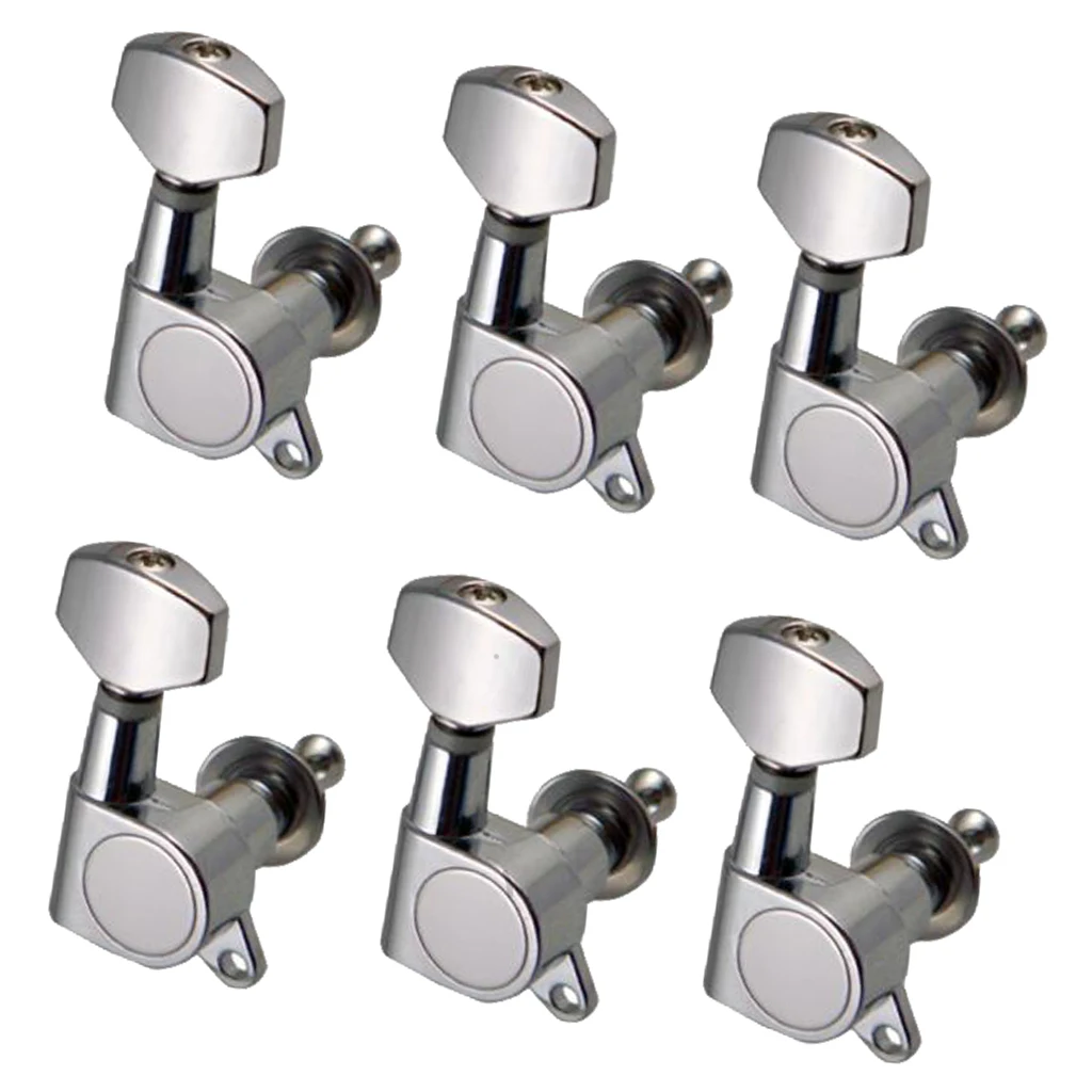 Tooyful Chrome Enclosed Guitar Tuning Pegs Tuners Machine Heads for Acoustic Electric Guitars 6R