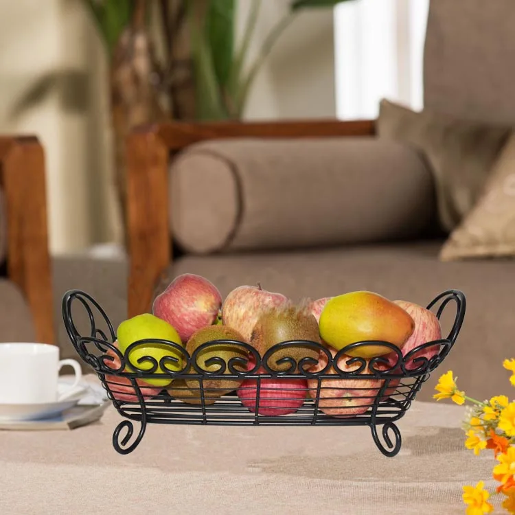 

Metal Countertop Fruit Basket Bowl Storage Loop and Lattic wire basket