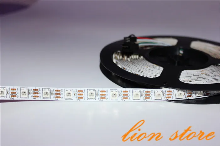 Non waterproof  DC5v 5m 300 leds 60 pixels/m 5050 smd ws2812 ws2811 rgb led strip lights,white pcb,Programmable Addressable