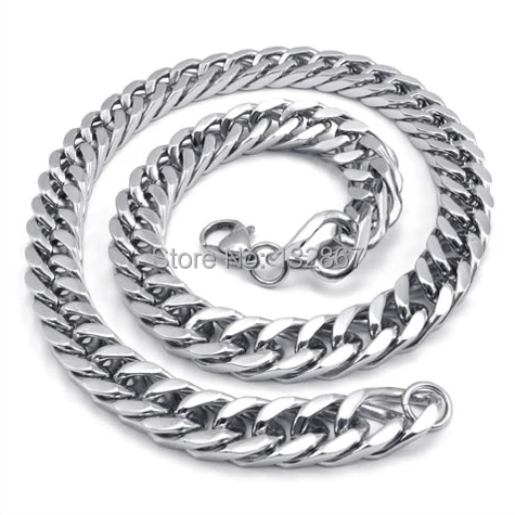 Best Gifts For Husband 14mm Top Quality Curb Chain Necklace stainless steel in Men's Cool Jewelry 24''