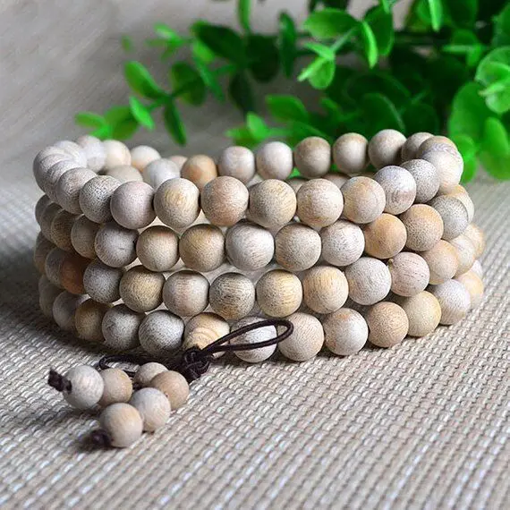 

6mm 8mm Natural Vietnam Wooden Beads 108 Mala Beads Round Beads Buddhism Prayer Loose Mala Loose Bead