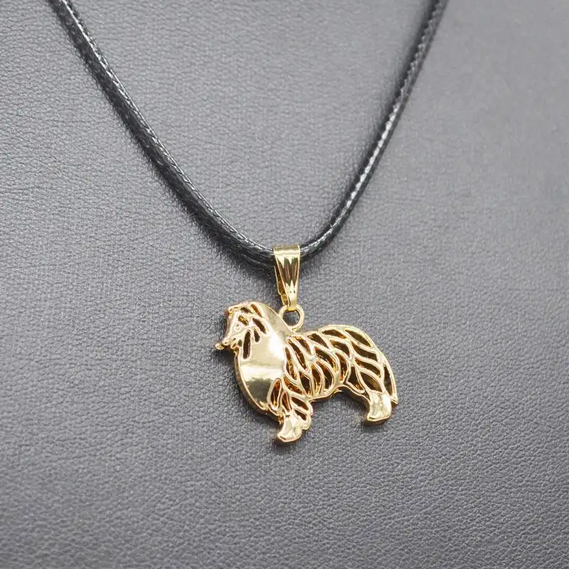 Lovers Pet Metal Pendant Necklaces Women's Standing Shetland Sheepdog Necklaces