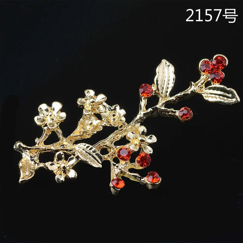 

50pcs 26*48MM Gold Color Crystal Leaf Charms Wholesale Brass Material DIY Jewelry Branch Leaf Pendant Charms