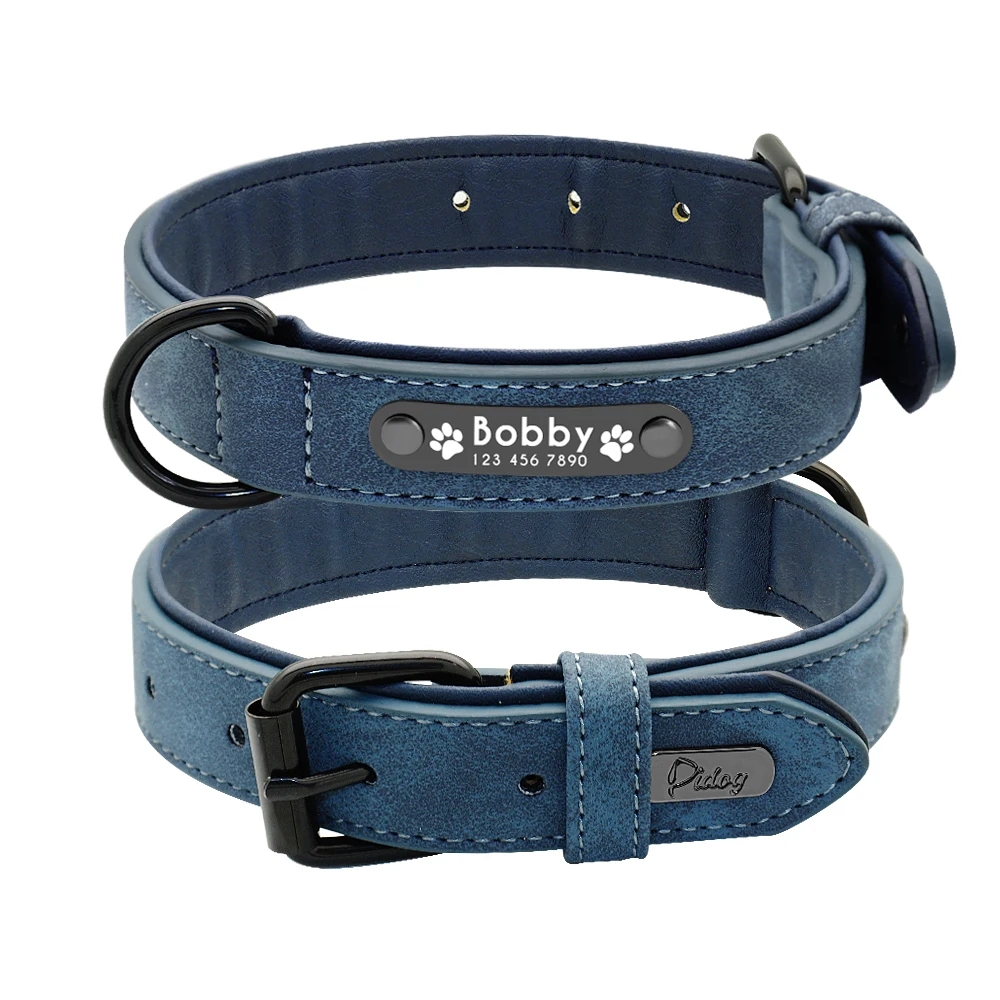 Personalisierte Hund Kragen Nach Leder Hund Halsbänder Innere Gepolsterte Pet ID Kragen Für Kleine Medium Große Hunde Pitbull Bulldog – Detail 4