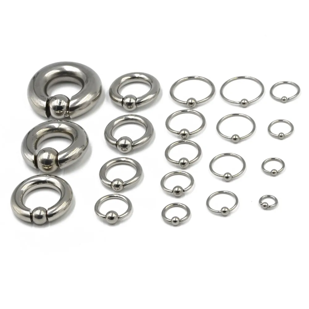 1 Pair Stainless Steel Captive Hoop Rings BCR Tragus Ear Piercing Nose Closure Nipple Bar Lip Body Piercing Jewelry 16G-00G