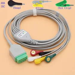 11pins ECG EKG 5 leads cable and electrode leadwire for GE-Marquette Dash pro 4000/3000/2000 and Solar/Tram,with Animal ECG,