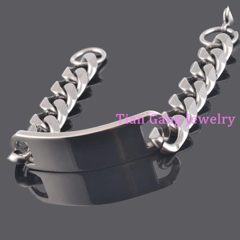 8/10/15mm 316L Stainless Steel Silver Color/ Gold Color Curb ID Chain Bracelet Fashion Men\'s Jewelry 8.66\