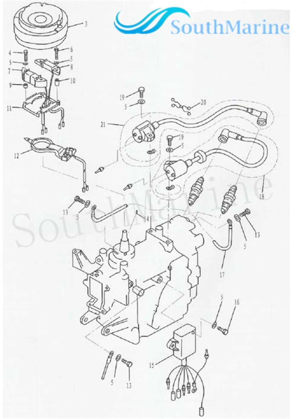 Boot Motor T15-04040002 Halterung Sitz von Pulser Spule für Parsun HDX 2-Hub T9.9 T15 Außenbordmotor