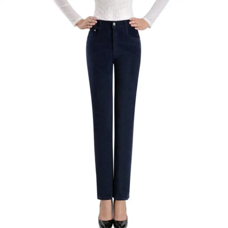 New Autumn Women Fashion High waist  corduroy pants Slim pencil trousers 2022 s1284