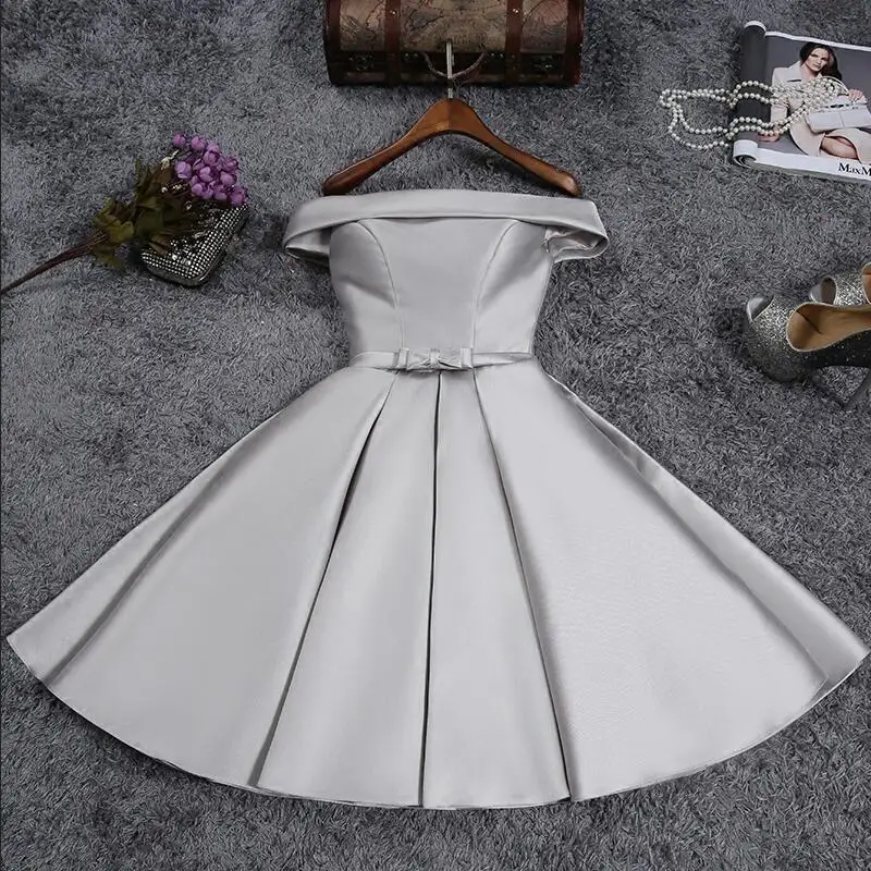 Robe de soiree 2024 Short reflective dress Evening Dress Boat Neck Party Ball Gown vestido de festa vestito da sera prom dresses