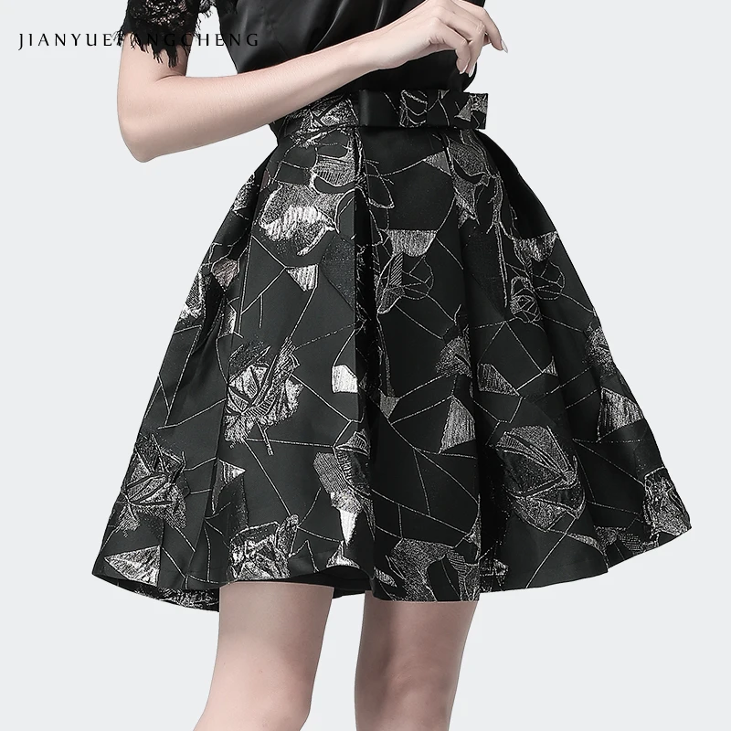 Fashion Womens Black Chiffon Floral Tutu Skirt High Waist Ball Gown Pleated A-Line Flowing Casual Spring Summer Short Skirts