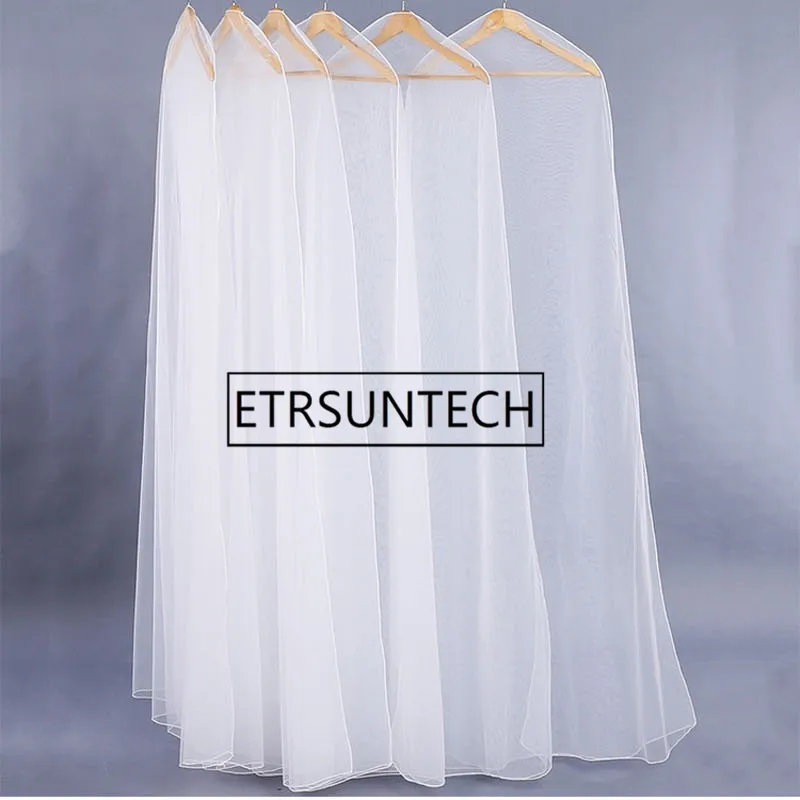 50pcs High Grade Transparent Wedding Dress Dust Cover Soft Tulle Garment Bags Bridal Gown Net Yarn Bag 160cm 180cm