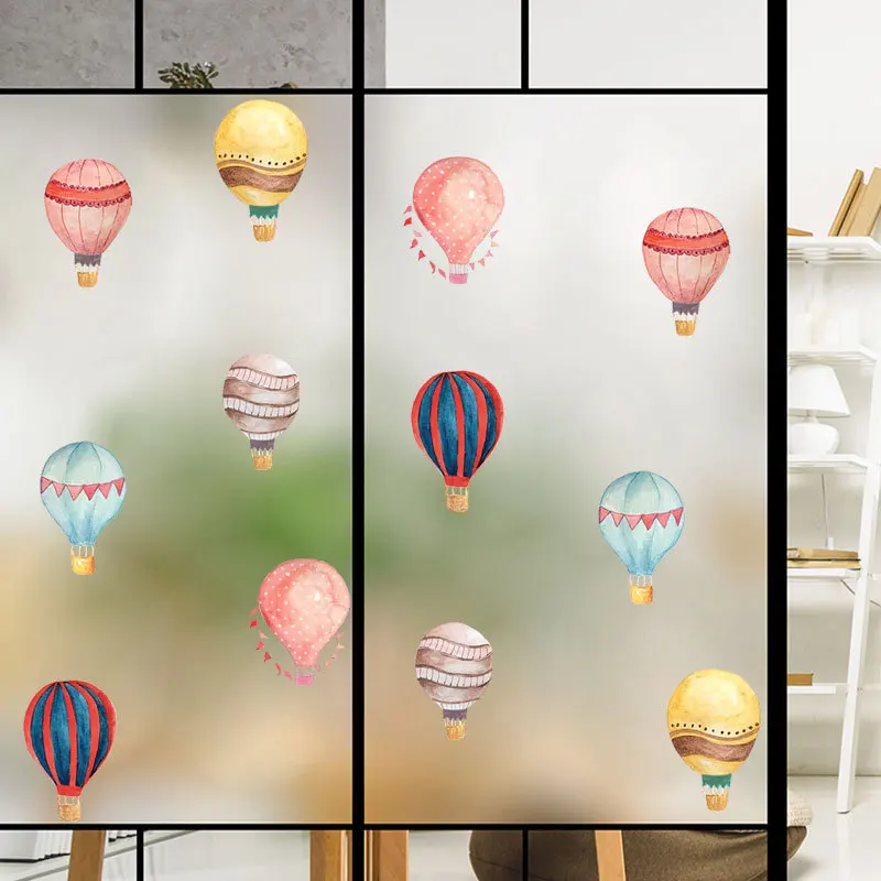 Colourful Hot Air Balloons Wall Stickers For Store Office Home Decoration Pvc Mural Art Diy Birthday Party Wall Decals