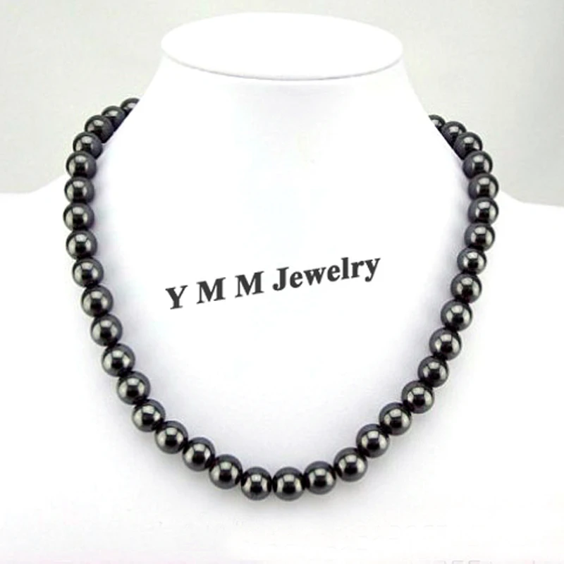 Black Men's Necklace 10mm Hematite Beads Necklace Fit Promotion Gift 5pcs Wholesale