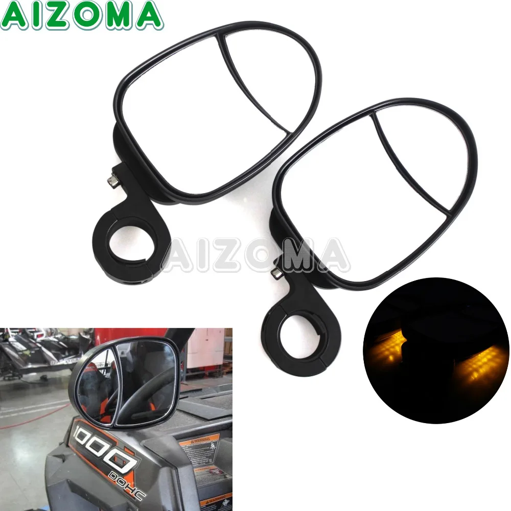 

Black Adjustable Rear View Mirror Turn Signal Light For Yamaha Kawasaki Polaris RZR800/900 UTV 1.75"Roll Bars Clamp Mounts