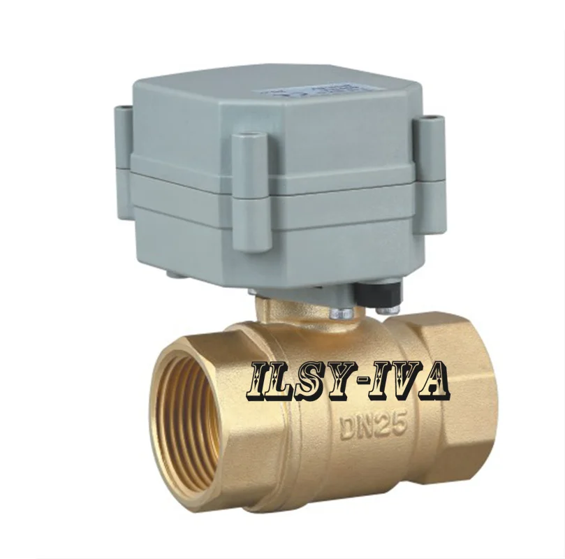 DN25 AC/DC9~24V Switch type brass ball valve,1