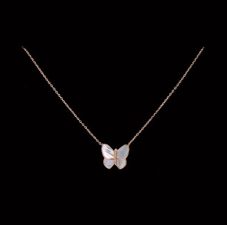 

OL Style Fashion White Shell Butterfly Necklace Micro Pave AAA Premium Zircon Crystals Gold-C Clavicle Necklace for Women