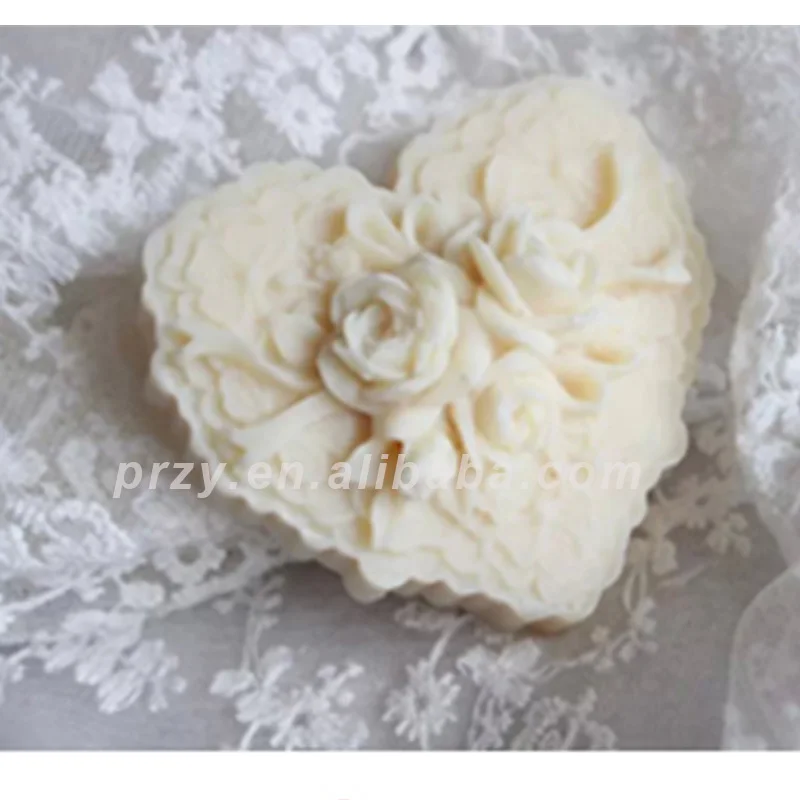 

PRZY Silicone Soap Mold Handmade Soap Molds Heart Shape With Rose Moulds Silicone Rubber Eco-friendly 001 CIQ,FDA,CE / EU,SGS