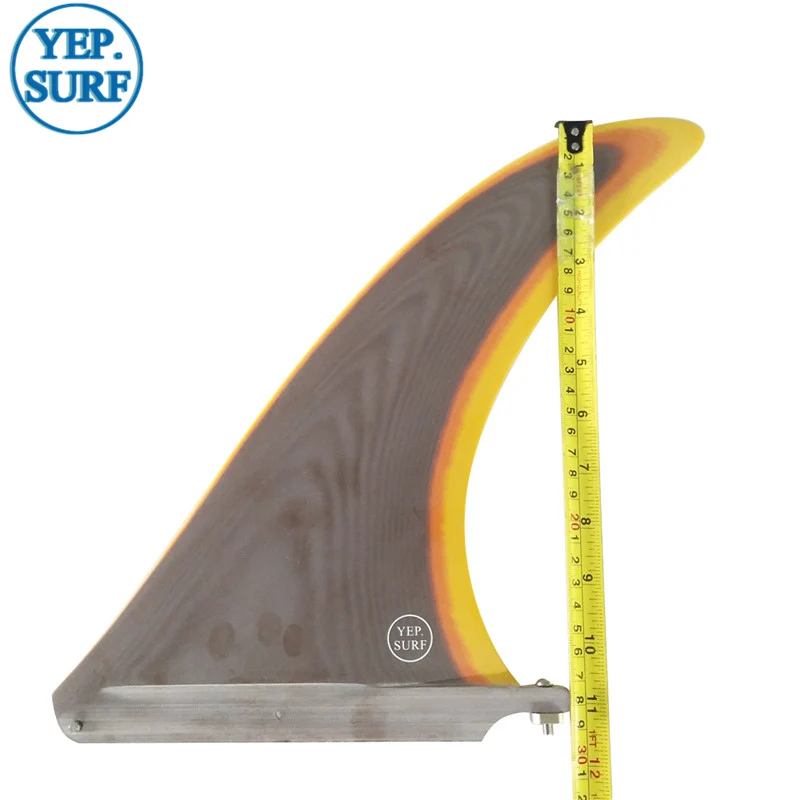 YepSurf Longboard زعانف الألياف الزجاجية طول 11 بوصة زعنفة ركوب الأمواج اللون البني زعنفة ركوب الأمواج 11 بوصة جودة عالية