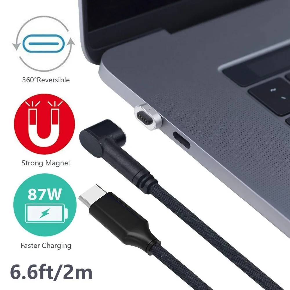 

Магнитный адаптер USB C Type-C на Type-C PD 87W100W, кабель быстрой зарядки для MacBook Pro,HP Spectre,Lenovo Yoga,Dell XPS, MateBook