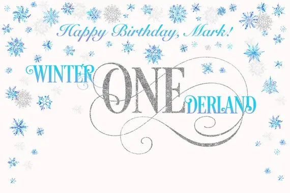 

custom ONEderland Blue And Silver Snowflake Wine photo backdrop High quality Computer print birthday background