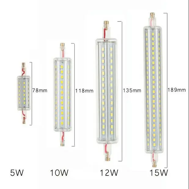 78mm 118mm 135mm R7S LED Lamp 5W 10W 12W 15w SMD 2835 spotlight R7S Light Bulb 90-260V Replace Halogen Light spot light Dimmable