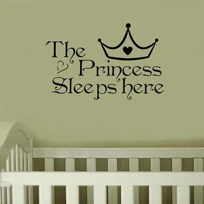 The Princess Sleep Here Wall Stickers For Kids Room Wall Decals Home Decor Wall Art Quote Bedroom Wallpaper Custom Color D720