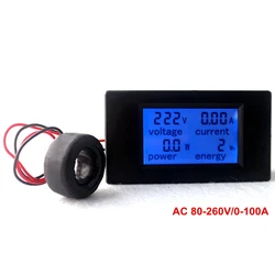 AC Multifunction Voltmeter Meter Energy Power Monitor AC 80-260/100A Volt Amp power tester Voltmeter Ammeter Current Transformer