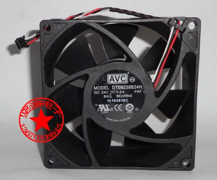 

AVC DT09238B24U FAF DC 24V 0.60A 90x90x38mm Server Cooling 3-Wire