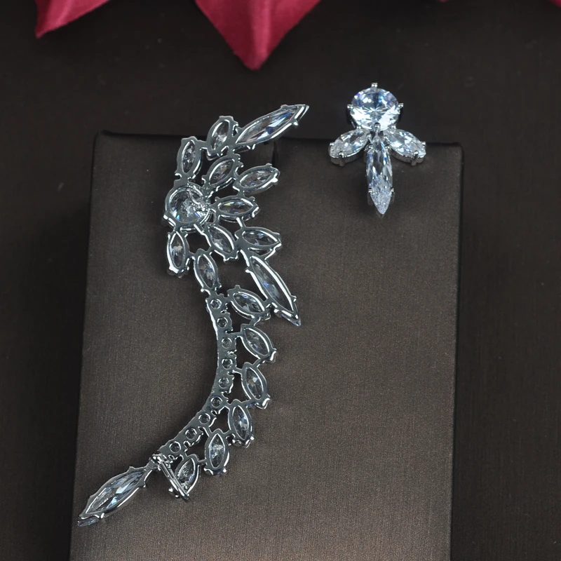 HIBRIDE Beautiful Feather Shape AAA Cubic Zirconia Stud Earrings For Women Fashion Jewelry Earrings boucle d'oreille E-683