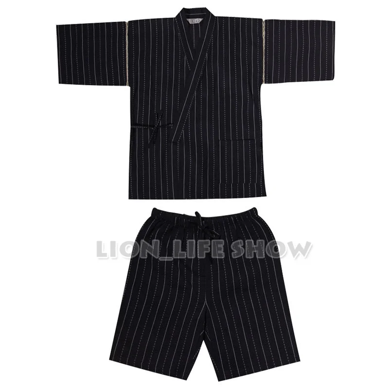 summer Men Jinbei Japanese Kimono Short Sleeve 2PCS Set Sleepwear Pajama Loungewear