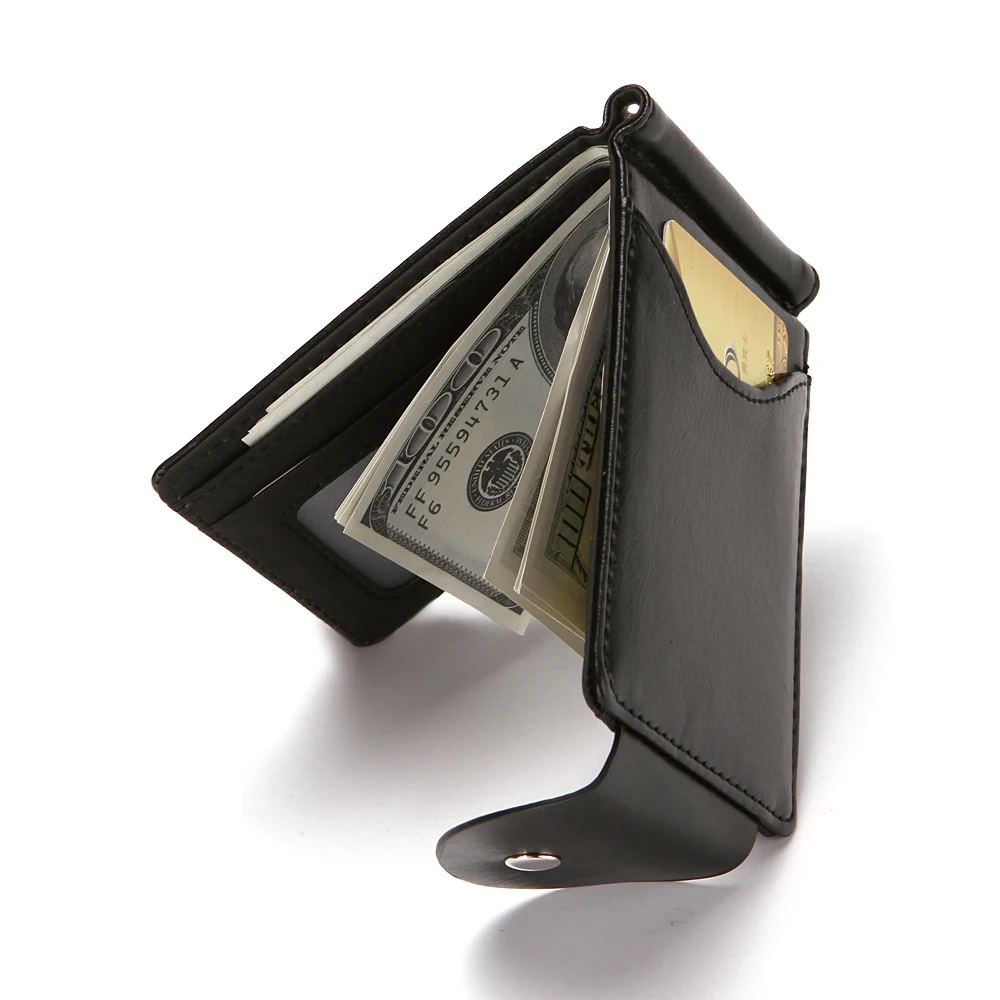 CUIKCA South Korea Style Money Clip Men Wallet Purse Ultrathin Slim Wallet Mini Hasp Leather Wallet Business ID Credit Card Case