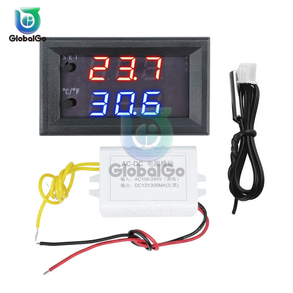 W1209WK W1219 LED Digital Temperature Control Controller Switch 30CM NTC Sensor DC 12V AC110-220V Thermostat Regulator Tool