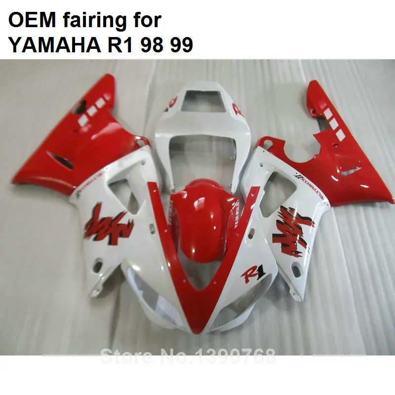 Injection molding free customize fairing kit for Yamaha YZF R1 1998 1999 white red fairings set YZFR1 98 99 CN12