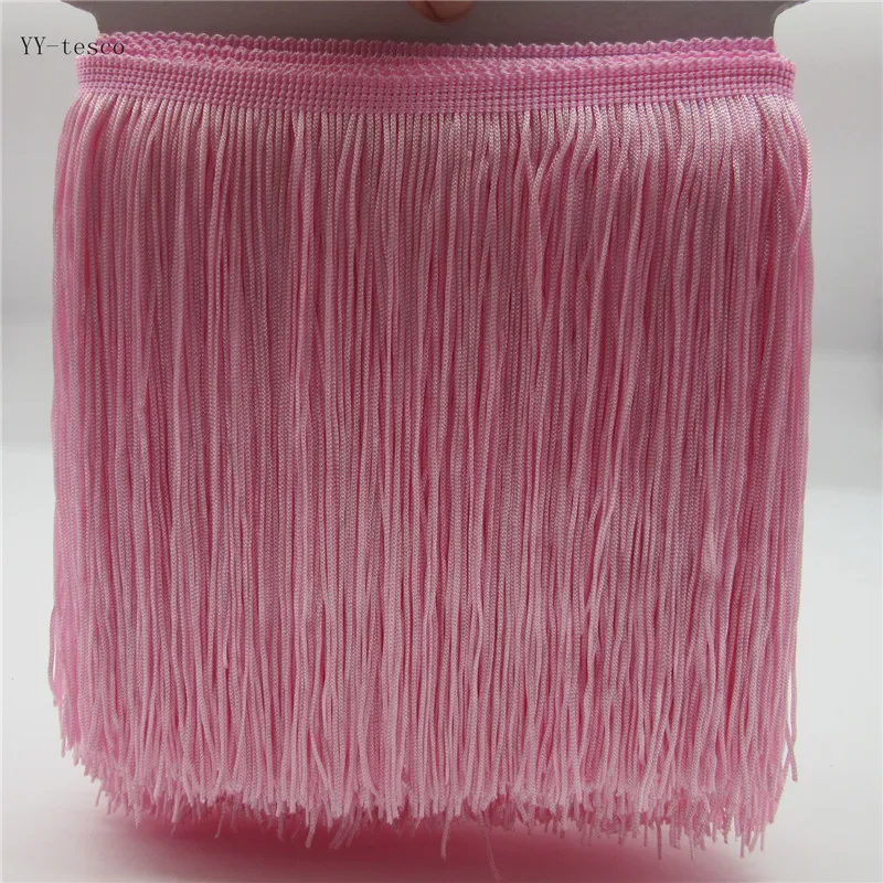 1 Yards 20CM Long Lace Fringe Trim Polyester Tassel Pink Fringe Trimming For Diy Latin Dress Clothes Accessories Lace Ribbon