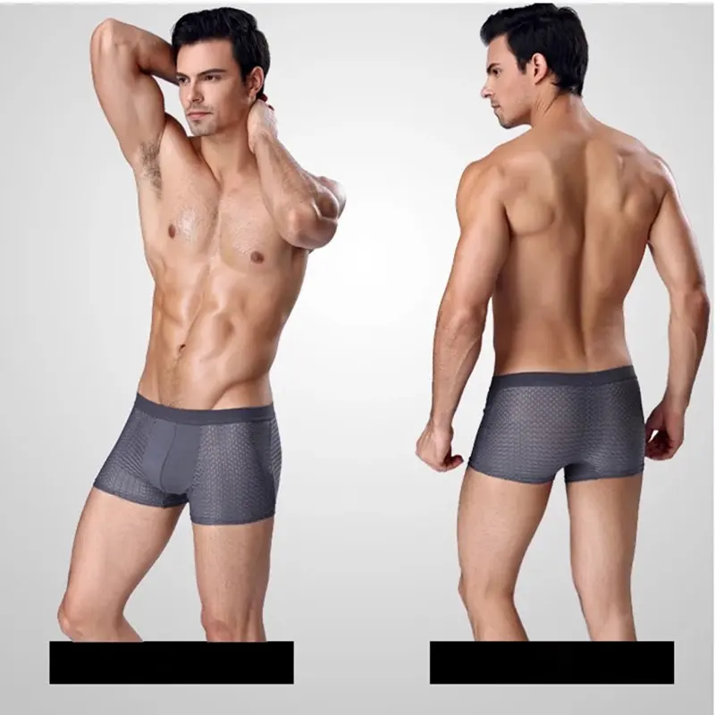 4pcs/Lot L-7XL Large Size Men\'s Underwear Boxers Shorts Mesh Panties Clothing Male Sexy Transparent Underpants for Man