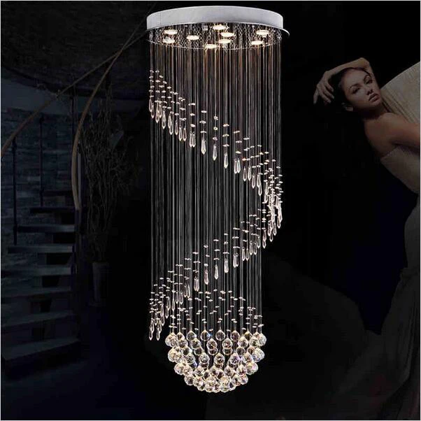 

Modern crystal chandeliers stairs hanging light Living Room lustres de cristal Decoration LED Lighting Fixture