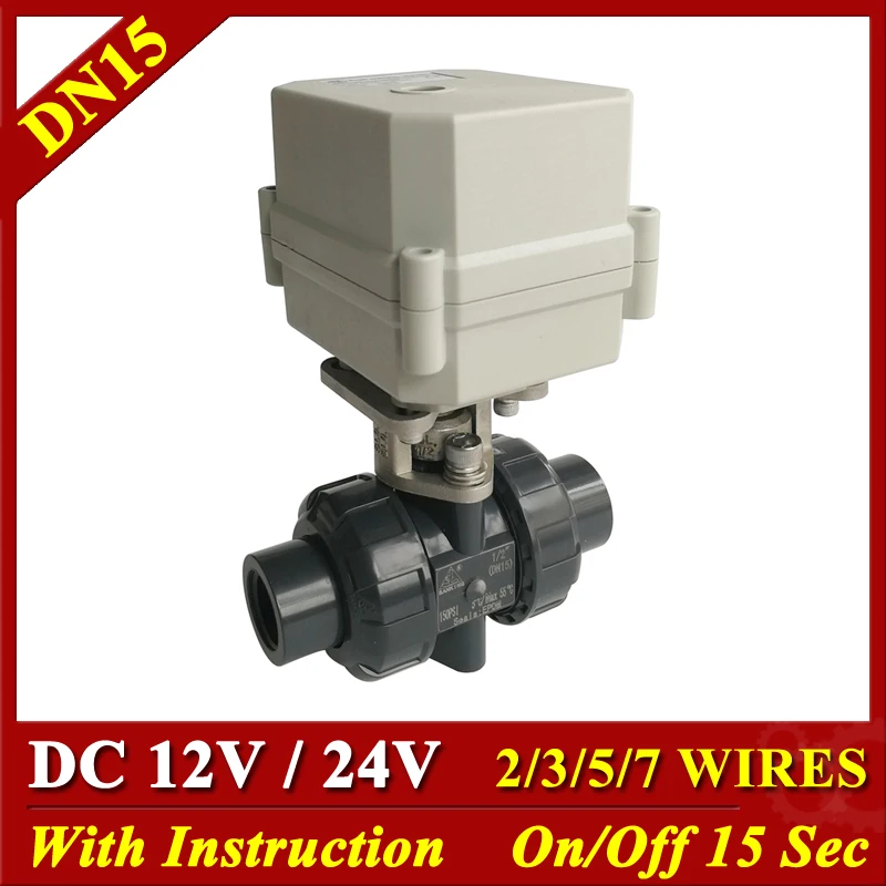 Tsai Fan DC12V/24V PVC Motorized Ball Valve BSP/NPT 1/2