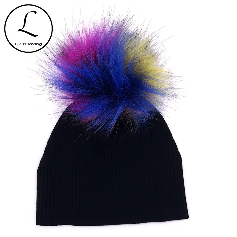 

Newborn Baby Girls Boys Multi-color Faux fur pompom Cotton beanies hats Caps Soft Winter Baby Kids Stretch Ribbed Knitted Gorras