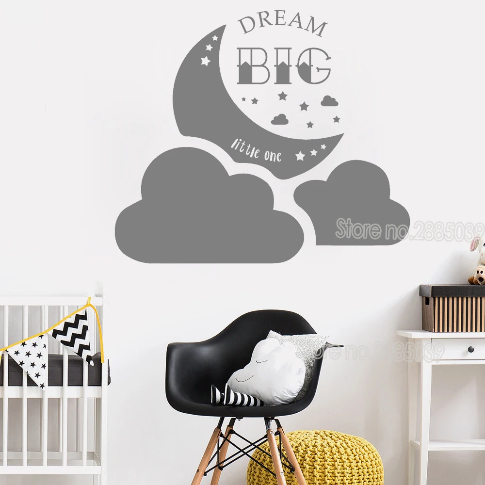 Dream Big Little One Clouds Wall Stickers Decal For Children's Bedroom Vinyl Decals Art Baby Nursery Living Room Art Mural LC317