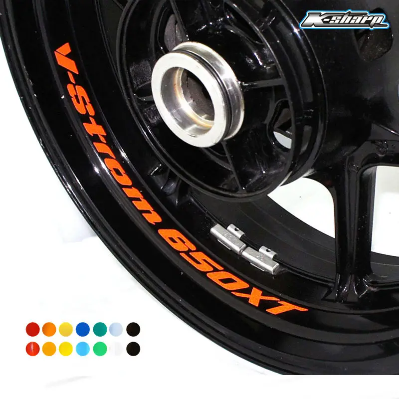 

8 X custon inner rim decals wheel reflective sign Stickers stripes Fit SUZUKI V-STROM 650X