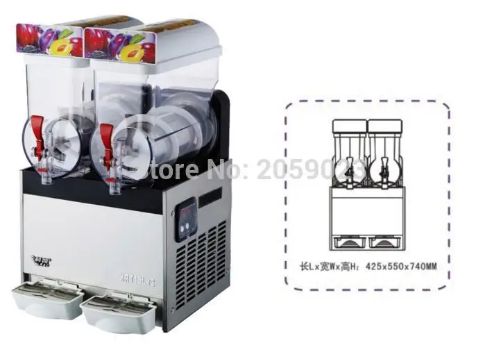 15L*2 Slush Machine Ice Crusher Beverage Ice Machine Snow Melting Machine 2 Tanks Commercial Slush Machine